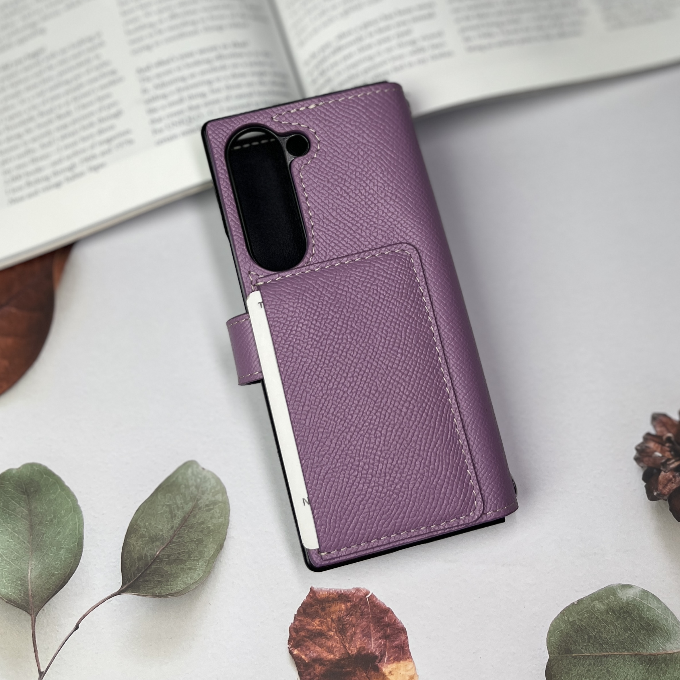 Ốp bao da Flip thủ công kèm ngăn thẻ dây Epsom dành cho Sam Sung